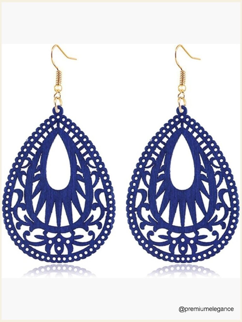 Bohemian Geometric Wood Earrings Lightweight Hollow Teardrop Ethnic Fashion